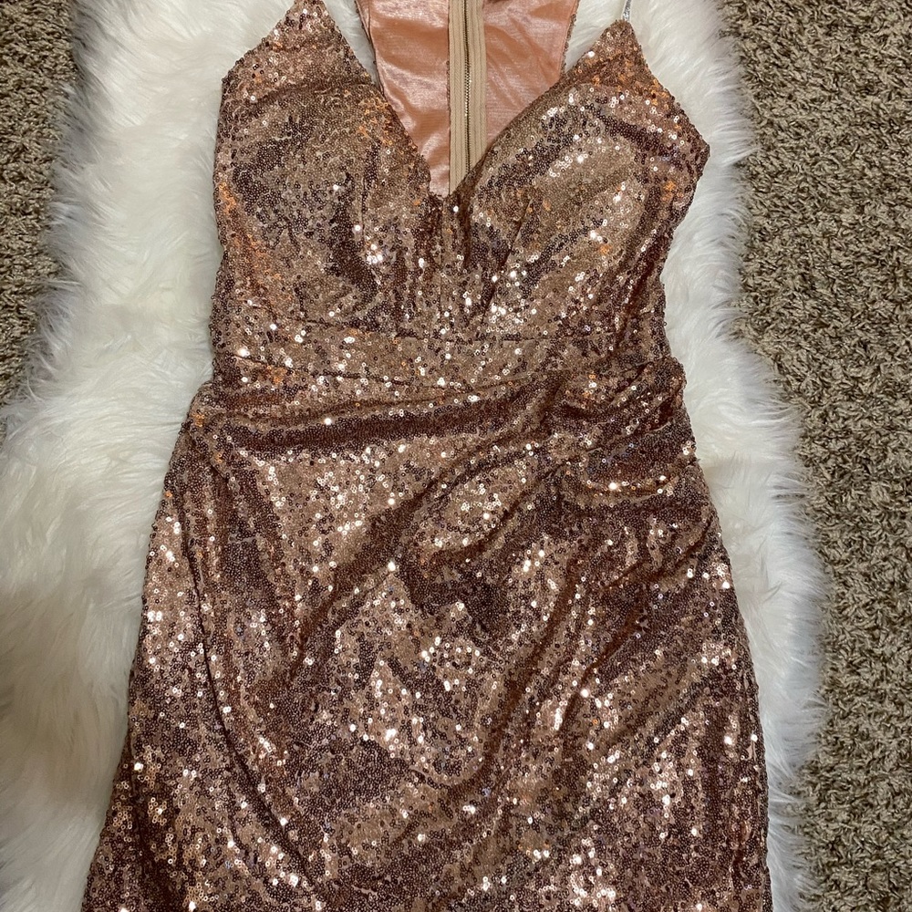 Rose Gold Sequin Party Dress Sz 10